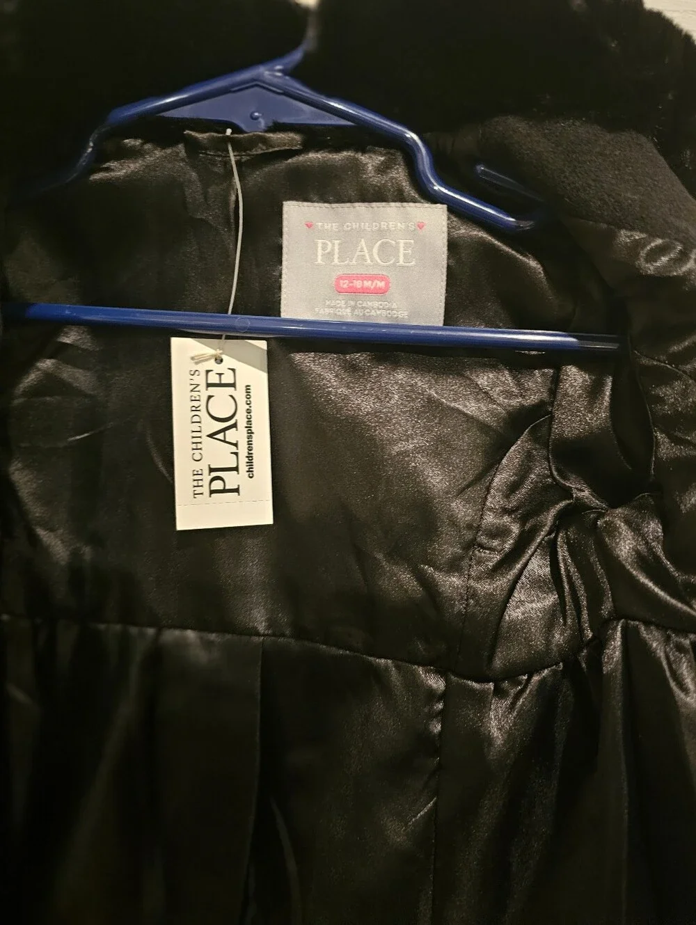 The Children's Place Black Faux-Fur Collar Pea Coat